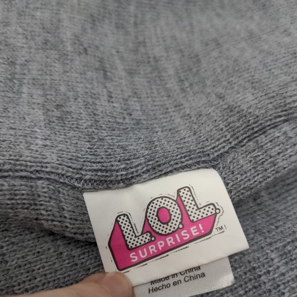 LOL Surprise Girl's Beanie Hat Cap Gray Embroidered Glamsquad Logo - Picture 10 of 10